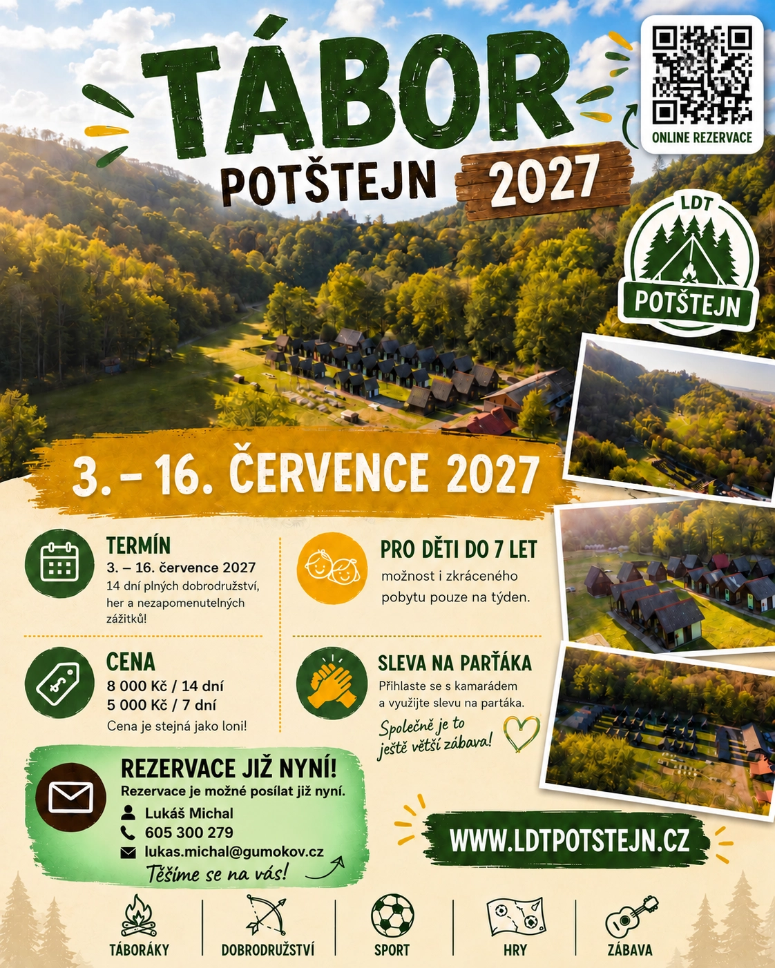 Letní dětský tábor Potštejn 2027 – online rezervace